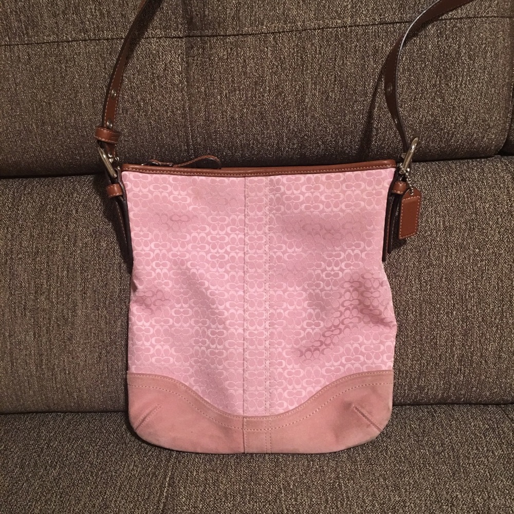 Coach Pink Jacquard Crossbody Bag